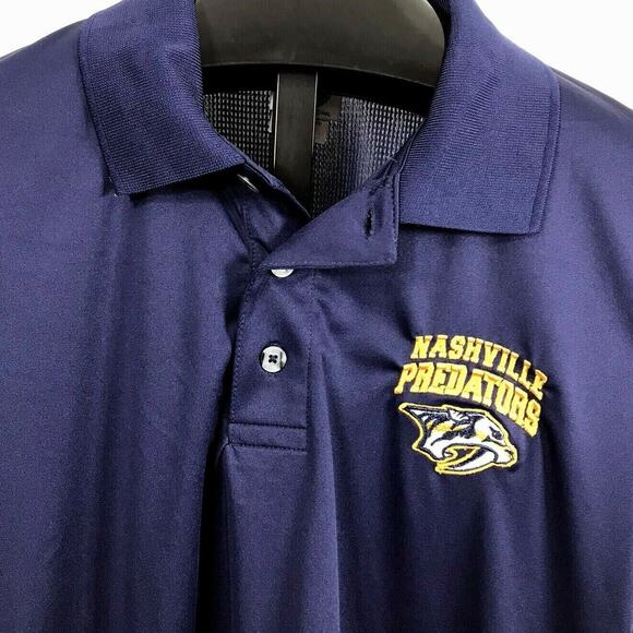 NHL Nashville Predators Polo Shirt‎ Mens Navy Blue Embroidered Logo Size M - Picture 2 of 5